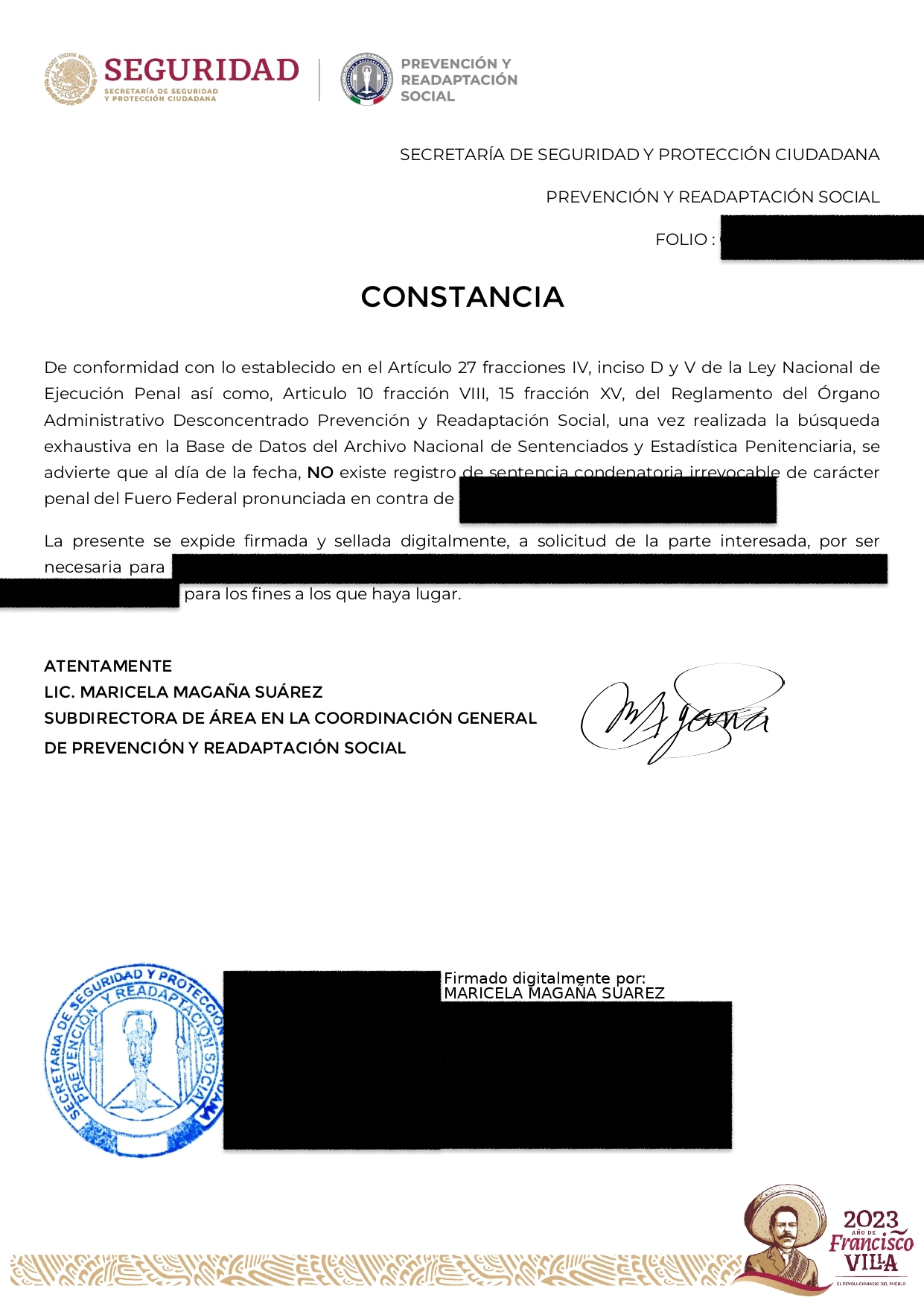 Certified Translation of Mexican Criminal Record from Spanish to English